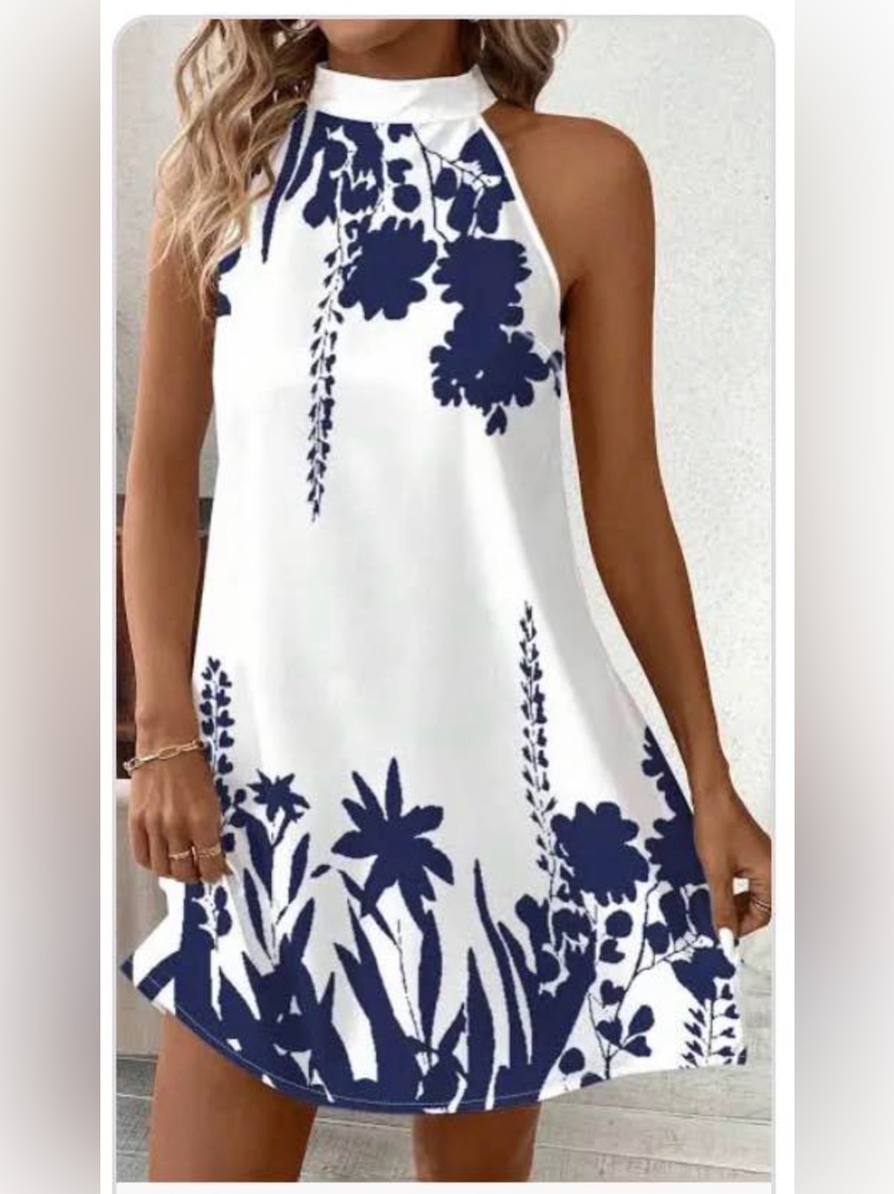 Floral Halter Dress with Flowy Detail